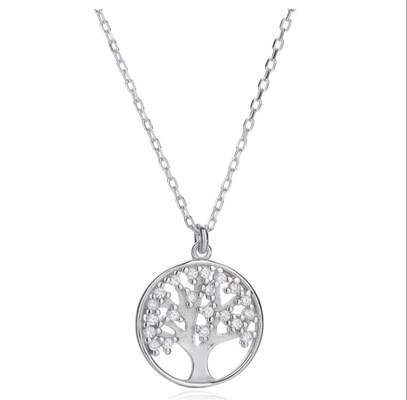 OEM Sterling Silver Tree Of Life Necklace Pendente com Zirconia cúbica AAAA