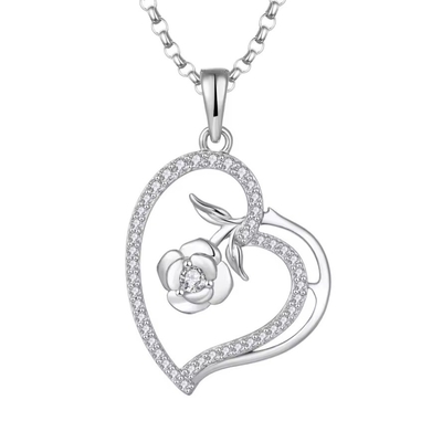 YASVITTI Custom Collar de Pendente Feminino Belas Joias Rodium Revestido Rosa 925 Sterling Silver Heart Collar