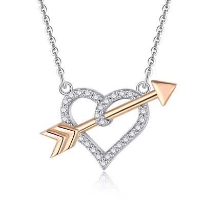 YASVITTI OEM ODM 925 Sterling Silver Cupid Necklace Rose Gold Plated Heart Arrows Necklace Para Amor