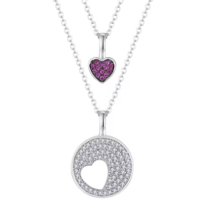 YASVITTI Rodio Revestido CZ Mulheres 925 Sterling Silver Zircon Joias Personalizadas Romântico Rosa Coração Encanto Colar