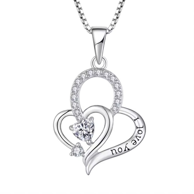 Prata Real Eu Te Amo Coração Pendente Colar Multicolor Coração cúbico Zirconia Luxo Prata 925 Coração Colar Joias