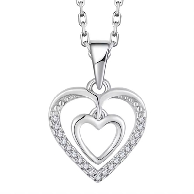 YASVITTI 925 Prata Esterlina Dupla Oca CZ Pedra Jóias Diamante Personalizado Grande Mini Colar em Forma de Coração