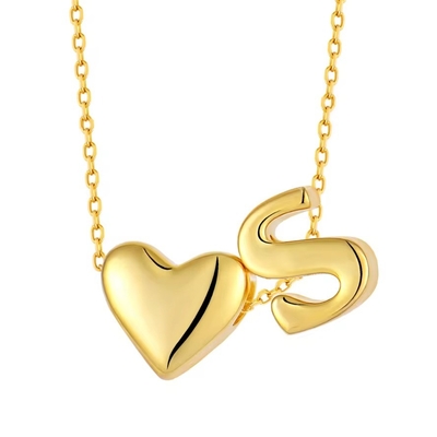 YASVITTI Jóias Iniciais Personalizadas Carta de Amor de Ouro S Pendente 925 Sterling Silver Heart Pendente Inicial Para Mulheres