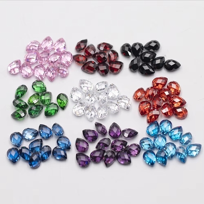 Rosa Granate Verde Branco Laranja Azul Pedras preciosas Forma de pera Tartaruga dupla Zirconia cúbica facetada