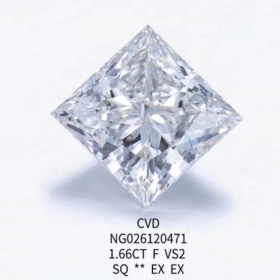 Certificado IGI NGIC Laboratório Crescido Diamante Princesa Quadrado Corte 1.66ct F VS2 Loose Hpht Cvd Diamante Moissanite