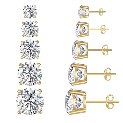 Brinquedos de Moda Coreana Brinquedos 925 Sterling Silver Clássico Brinquedos de Diamante Single 2-10mm Zirconia Stud Brinquedos Para Mulheres