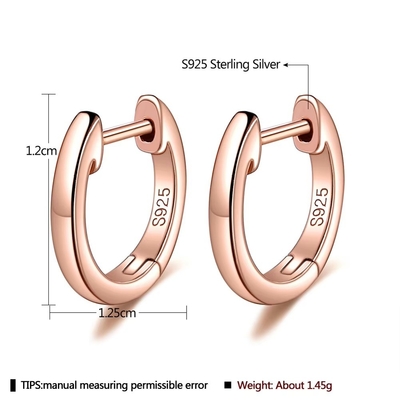 Ornamento Revestido de Ouro 925 Sterling Prata Manchote Ornamento Vermelho Anel Huggie Pequeno Stud Brincos Mulheres Joias