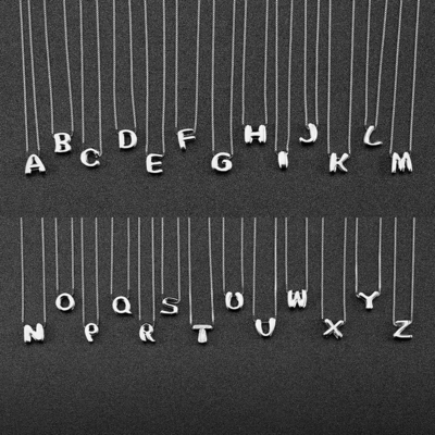 Moda Minimalista jóias 925 prata esterlina Simple Necklace 26 letras do alfabeto Necklaces para mulheres