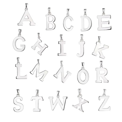 925 Sterling Silver Alphabet Letter Necklace Pendant Personalizado Charms Iniciais Joias