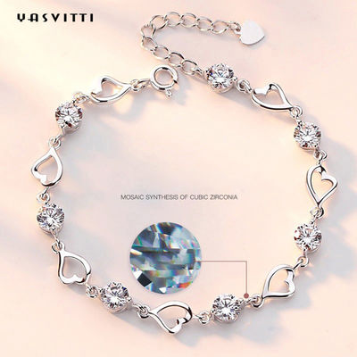 ODM de prata do bracelete do coração de 7.9in 4.6g Sterling Silver Jewelry Bracelets Sterling