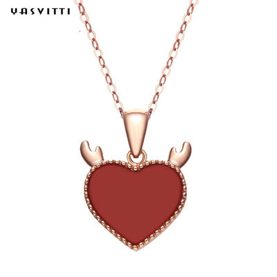 colar na moda do coração do chifre dos cervos de 3gram 15.7in Sterling Silver Heart Pendant Necklace