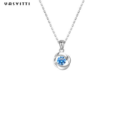 Joia de pedra geométrica luxuosa das colares do pendente de Sterling Silver Necklace Blue Topaz