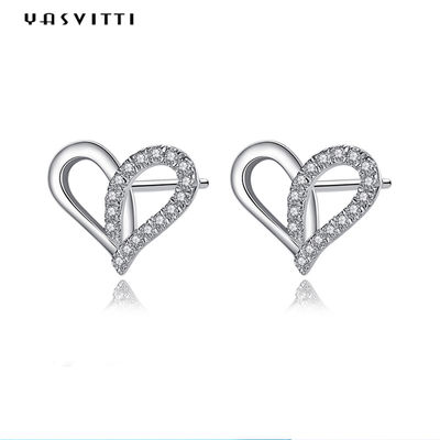 7.7x9.5mm 1.1g Sterling Silver Heart Earrings Platinum chapeou as gotas de prata da orelha