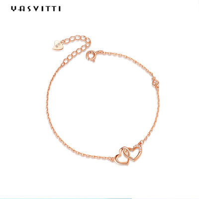 ODM 7.8in prata 18k Rose Gold Open Heart Bracelet de 304 braceletes do slider dos SS