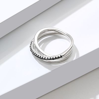 GV de Diamond Ring triplicar-se de 2.1g 0.172cm Sterling Silver Jewelry Rings 5A CZ