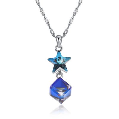 ODM Sterling Silver Diamond Necklace da colar da estrela do zirconita de 5A 3.7g 45cm
