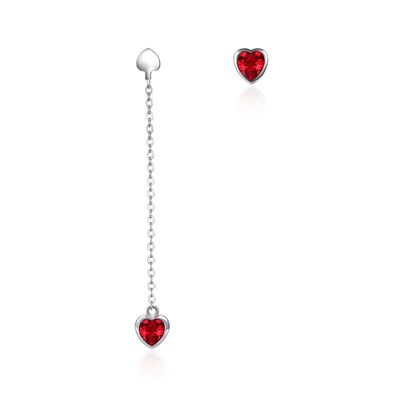 ODM longo dos brincos da corrente da gota de 0.58m 3.3g Sterling Silver Heart Earrings Zircon