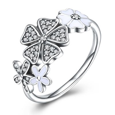 As faixas da joia de Rose Ring Sterling Silver Rose Flower Heart Ring Adjustable Open Ring Love prometem Ring Gift For Women
