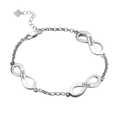 bracelete contínuo da infinidade triplicar-se do ouro 18k dos braceletes de prata feitos sob encomenda de 0.18oz 0.79cm