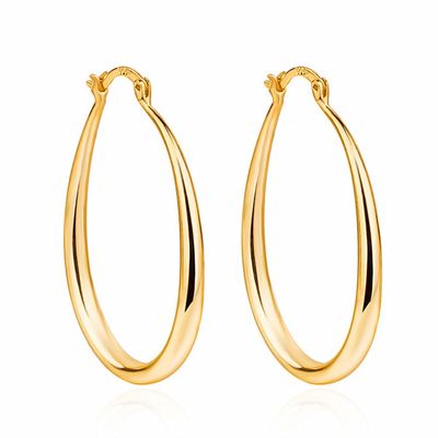 A platina chapeou aros lisas do ouro do círculo 14k 30×21mm para a senhora das mulheres