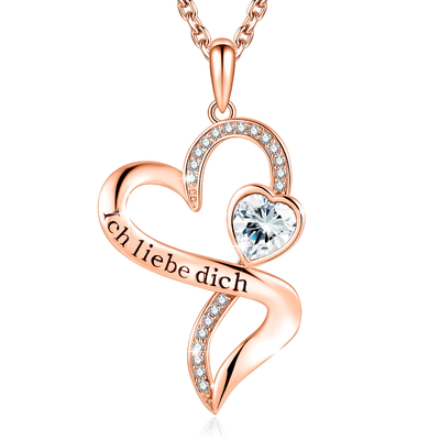 O ródio dos cristais da colar 18in 0.29oz Austrian crystal de Rose Gold Crystal Double Heart chapeou