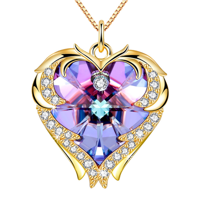 Ouro grande de 18 colares de Crystal Rose Gold Colorful Crystal Womens da colar do coração da colar de Austrian crystal da polegada 8,2