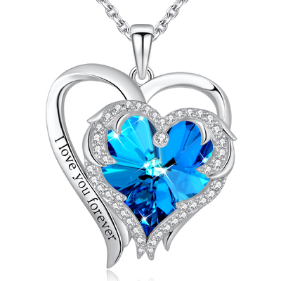 da colar dobro da cruz do coração de 0.79x0.98in cristal azul 925 Sterling Silver de Austrian crystal