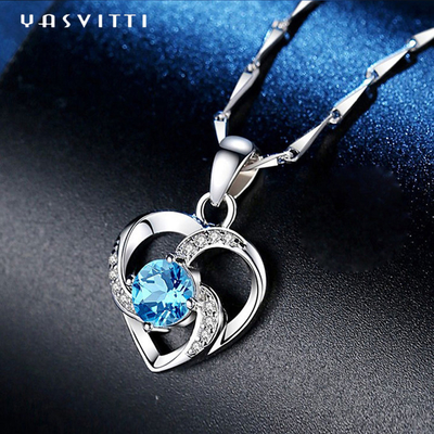 Moderno Austríaco Cristal 925 Sterling Prata Colar Pendente 18 polegadas Colar YN1247