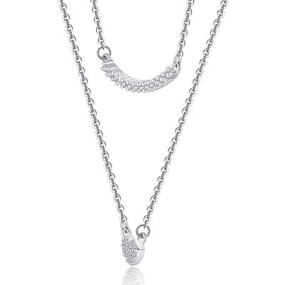 YASVITTI Double Layer Necklace Jewelry Classic Rose Gold Plated 925 Sterling Silver Heart Pendant Necklace