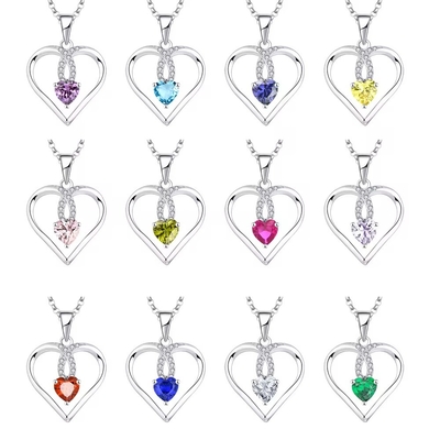 YASVITTI Sparkling Heart 5A Colar de zircônio Revestido com ródio 925 Colar de prata esterlina