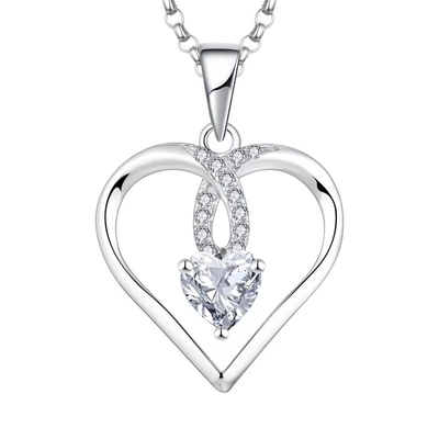 YASVITTI Sparkling Heart 5A Colar de zircônio Revestido com ródio 925 Colar de prata esterlina