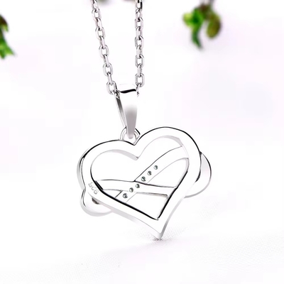 YASVITTI ODM OEM 925 Sterling Silver Luminoso Colar de Coração 5A Zirconia Rodio Revestido Colar Oculto Pendente Joias