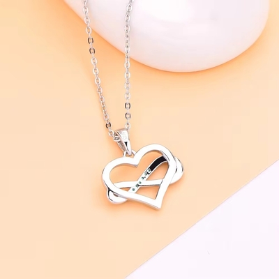 YASVITTI ODM OEM 925 Sterling Silver Luminoso Colar de Coração 5A Zirconia Rodio Revestido Colar Oculto Pendente Joias