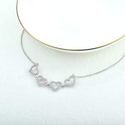 YASVITTI Custom Romantic Magnetic Clover Necklaces OEM Charm 925 Sterling Silver Dainty Heart Quatro Folhas Clover Necklace