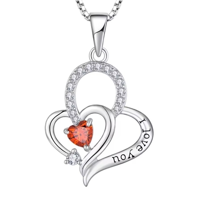Prata Real Eu Te Amo Coração Pendente Colar Multicolor Coração cúbico Zirconia Luxo Prata 925 Coração Colar Joias