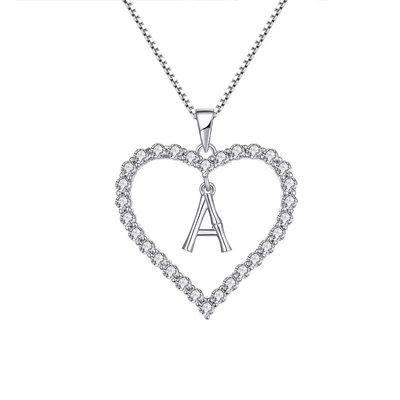 YASVITTI Colar de jóias finas 925 Sterling Silver Colar em forma de coração com letra A-Z Charms