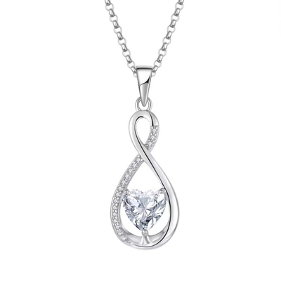 YASVITTI Pedra preciosa Infinity Pendant Necklaces Zirconia cúbica Pedra de nascimento Coração 925 Sterling Silver Necklaces