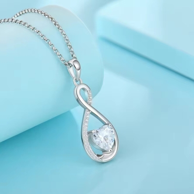 YASVITTI Pedra preciosa Infinity Pendant Necklaces Zirconia cúbica Pedra de nascimento Coração 925 Sterling Silver Necklaces