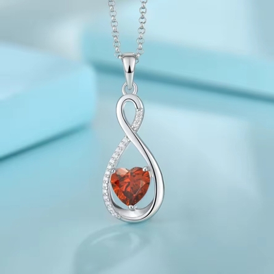 YASVITTI Pedra preciosa Infinity Pendant Necklaces Zirconia cúbica Pedra de nascimento Coração 925 Sterling Silver Necklaces