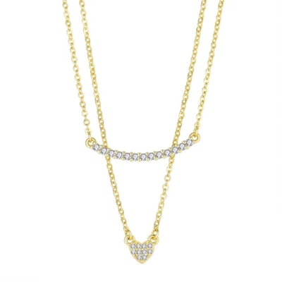 YASVITTI High Quality Double Layer Necklace Jewelry Classic Rose Gold Plated 925 Sterling Silver Heart Pendant Necklace