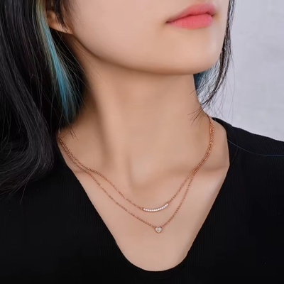 YASVITTI High Quality Double Layer Necklace Jewelry Classic Rose Gold Plated 925 Sterling Silver Heart Pendant Necklace