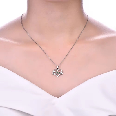 YASVITTI ODM OEM 925 Sterling Silver Luminoso Colar de Coração 5A Zirconia Rodio Revestido Colar Oculto Pendente Joias