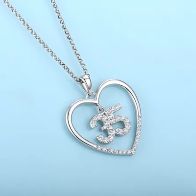YASVITTI Custom Fashion 925 Sterling Silver Heart Necklace Número 50 e 30 Pendente Necklace Atacado