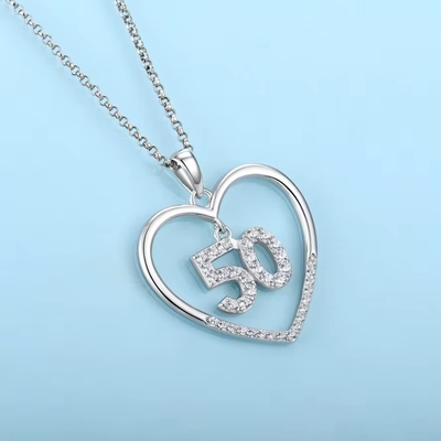 YASVITTI Custom Fashion 925 Sterling Silver Heart Necklace Número 50 e 30 Pendente Necklace Atacado