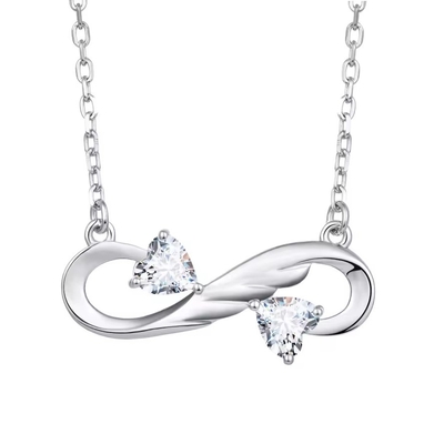 YASVITTI 925 Sterling Silver Infinity Heart Necklace Heart Cubic Zircon Luxury Mulheres Necklace Joias