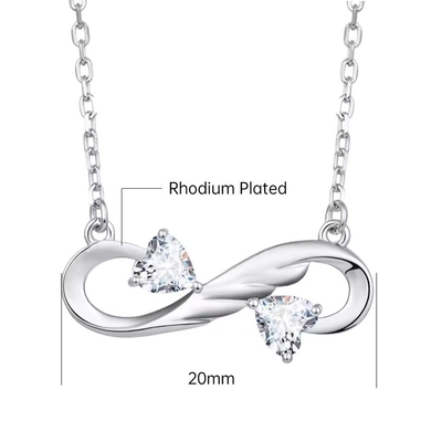 YASVITTI 925 Sterling Silver Infinity Heart Necklace Heart Cubic Zircon Luxury Mulheres Necklace Joias