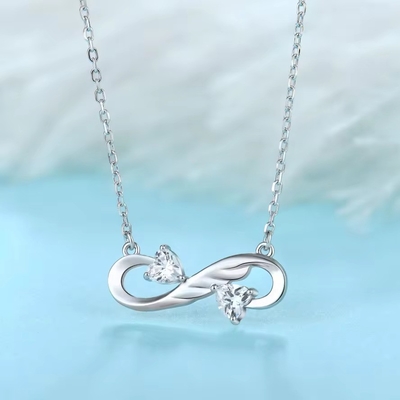 YASVITTI 925 Sterling Silver Infinity Heart Necklace Heart Cubic Zircon Luxury Mulheres Necklace Joias