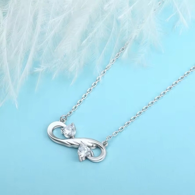YASVITTI 925 Sterling Silver Infinity Heart Necklace Heart Cubic Zircon Luxury Mulheres Necklace Joias