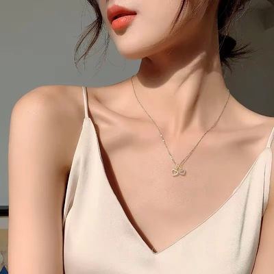 YASVITTI Wholesale 925 Sterling Silver Two Hearts Necklace Charm Custom Gold Plated Heart Necklace Joias