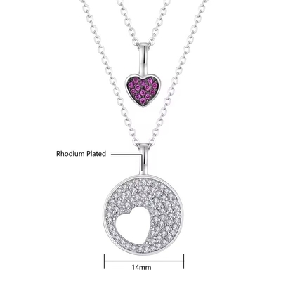 YASVITTI Grátis Rodio Revestido 925 Sterling Silver Zircon Joias Personalizadas Romântico Rosa Coração Bling Charm Necklace
